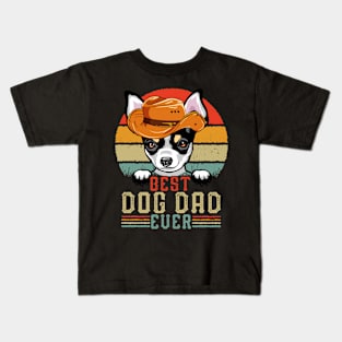 Vintage Best Dog Dad Ever Retro Headband Funny Father's Day Kids T-Shirt